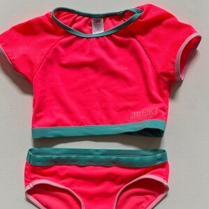 Justice Vibrant Pink and Teal Kids Bikini